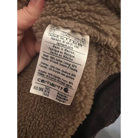 Men’s Brown Carhartt Tan Sherpa Lined Vest Size 3XL Company Logo,‎ Work Wear - Picture 10 of 11